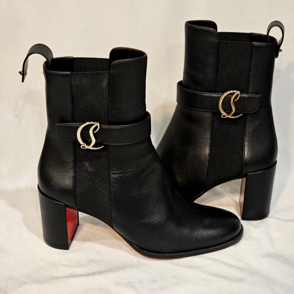 New Christian Louboutin Calfskin 70 Chelsea Ankle Boots Size 39 - Picture 2 of 11